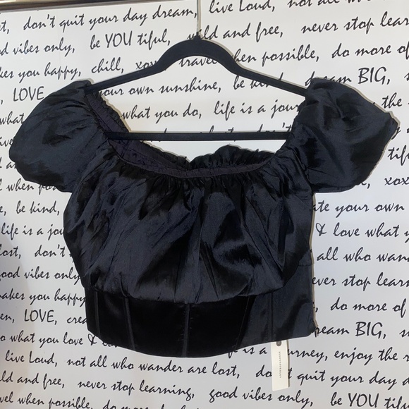 MAEVE PUFF-SLEEVE OFF-THE-SHOULDER CORSET TOP - Picture 4 of 9